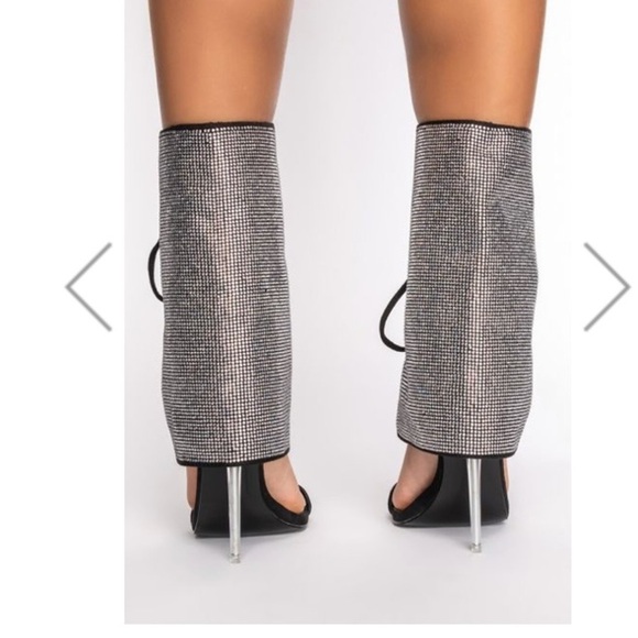 SANDALS boot hybrid , lace up rhinestone crystals, suede fabric. - Picture 4 of 7